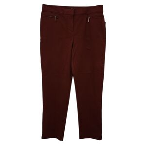 89th + Madison Women's Straight Pants Burgundy size 14 Ankle Length